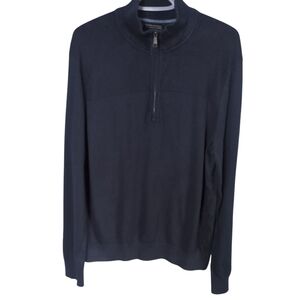 Banana Republic Men's Pima Cashmere Blend 1/4 Zip Navy Sweater Size Large‎
